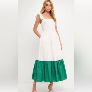 English Factory Poplin Colorblock Maxi Dress